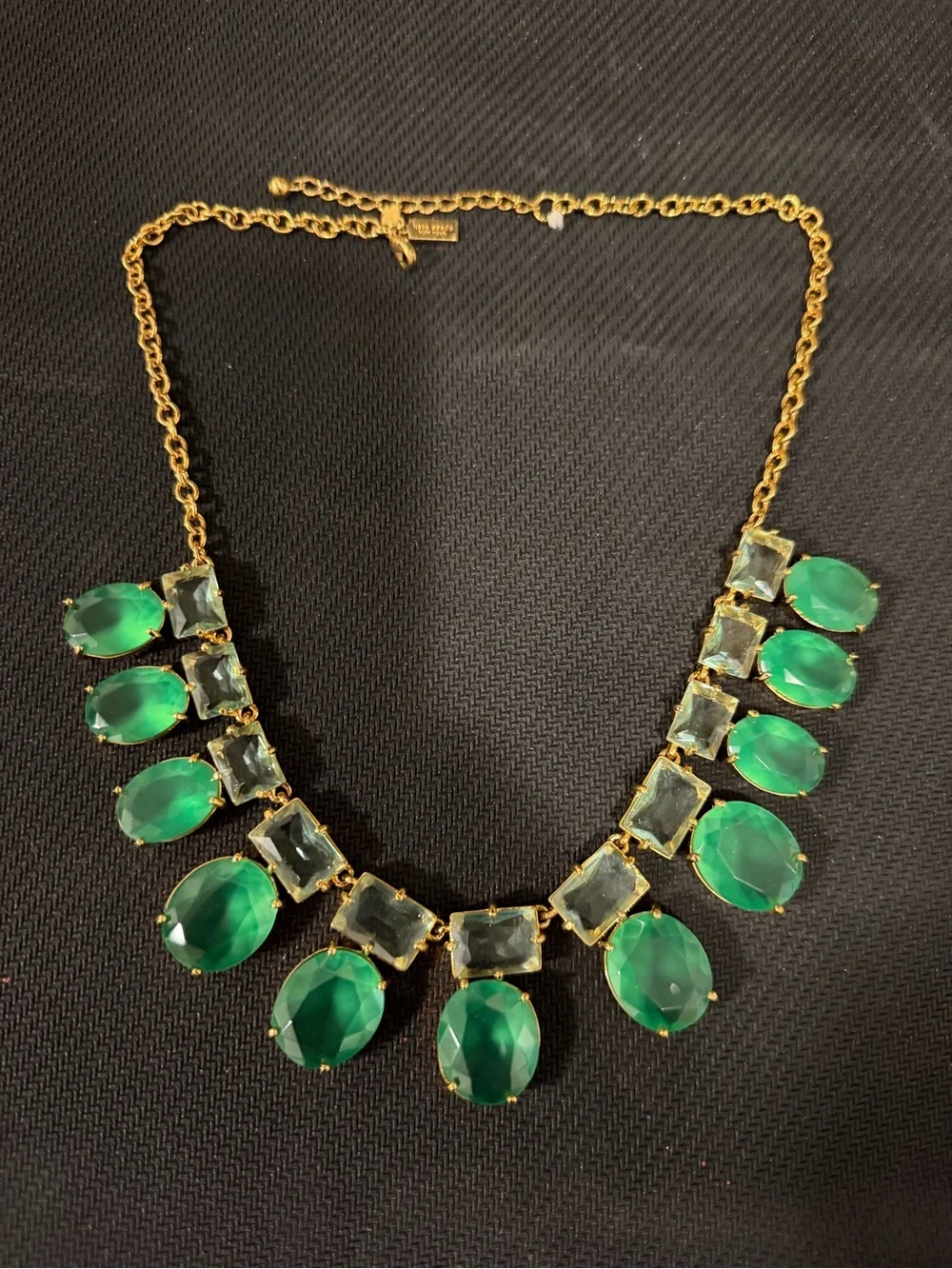KATE SPADE BRIDAL EMERALD GREEN GOLD TONE COLLAR NECKLACE