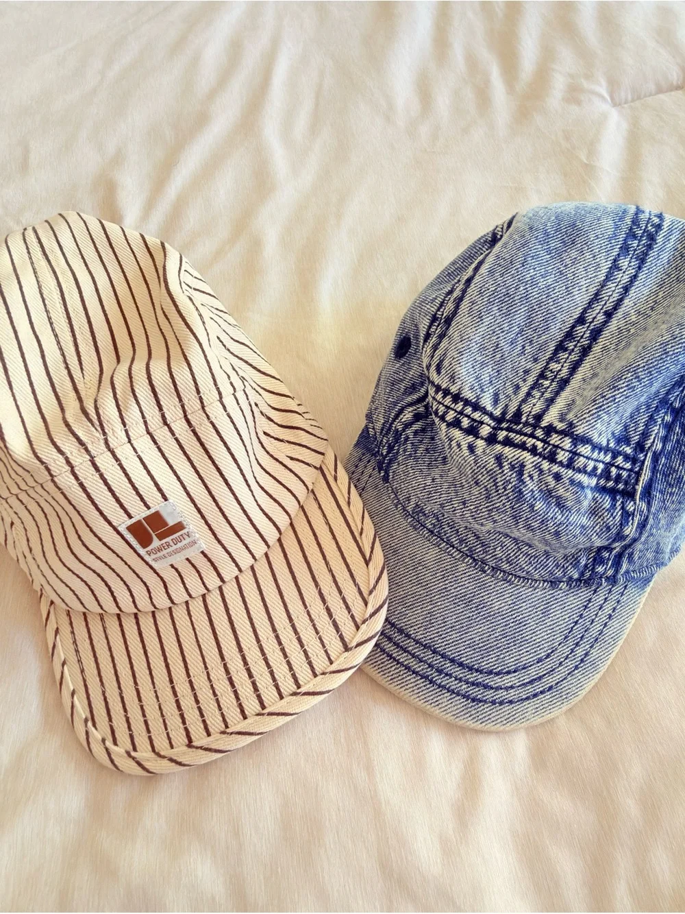 H&M Beige Striped Cotton Cap