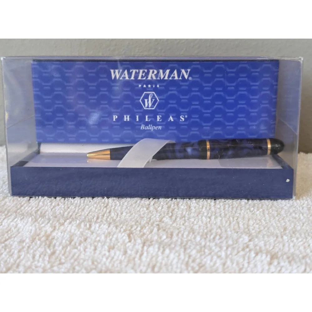 Waterman Phileas Ballpen Blue Gold Marble Ball Pen New in Box Sealed Paris 81007
