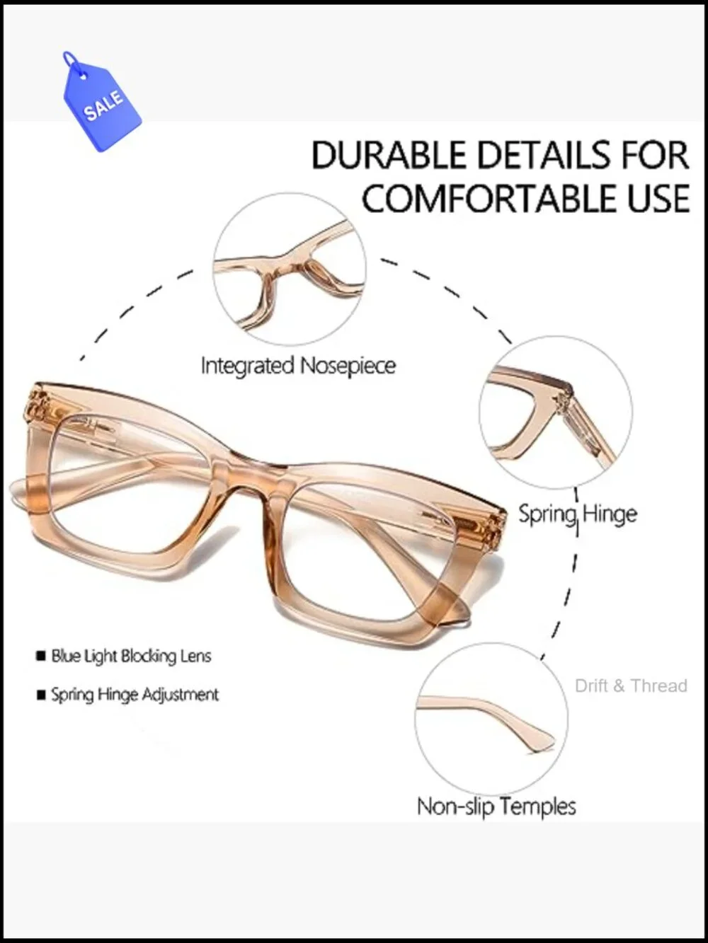 Blue Light Blocking Reading Glasses 3-Pack Oversized Spring Hinge