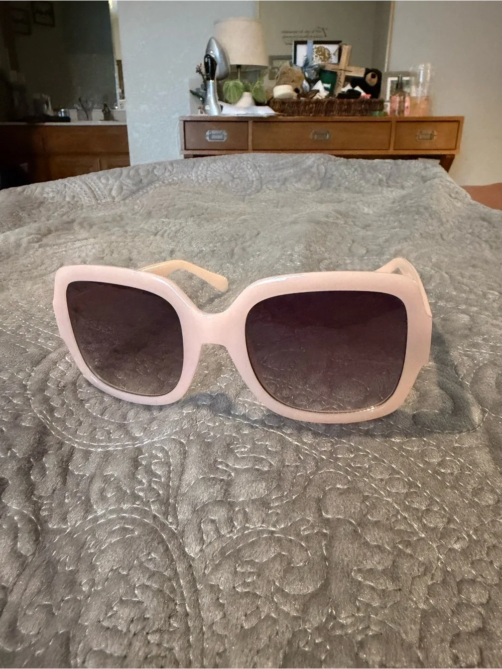 Lucky Brand Pale Pink Oversized Square Sunglasses