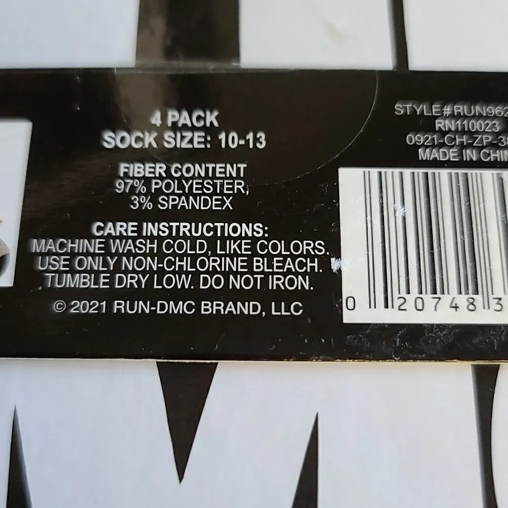 Run DMC NIB Crew Socks