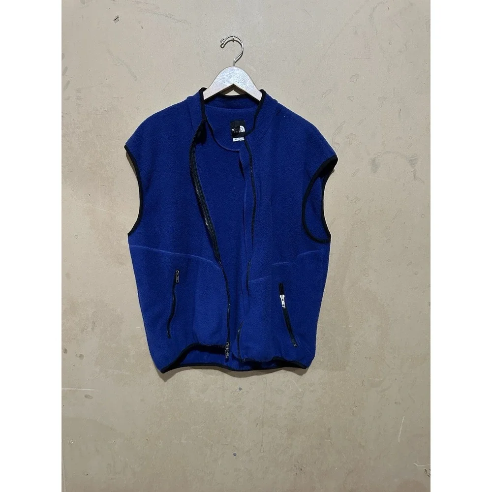 Vintage 90s The North Face Blue Fleece Full Zip Vest Made In USA Lightweight XL‎