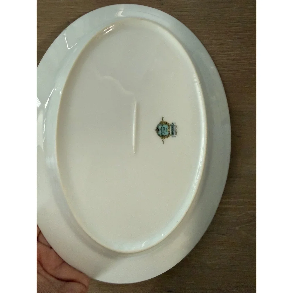 Noritake Smartnis Vintage Oval Serving Platter‎ Floral Baskets Gold Trim Japan