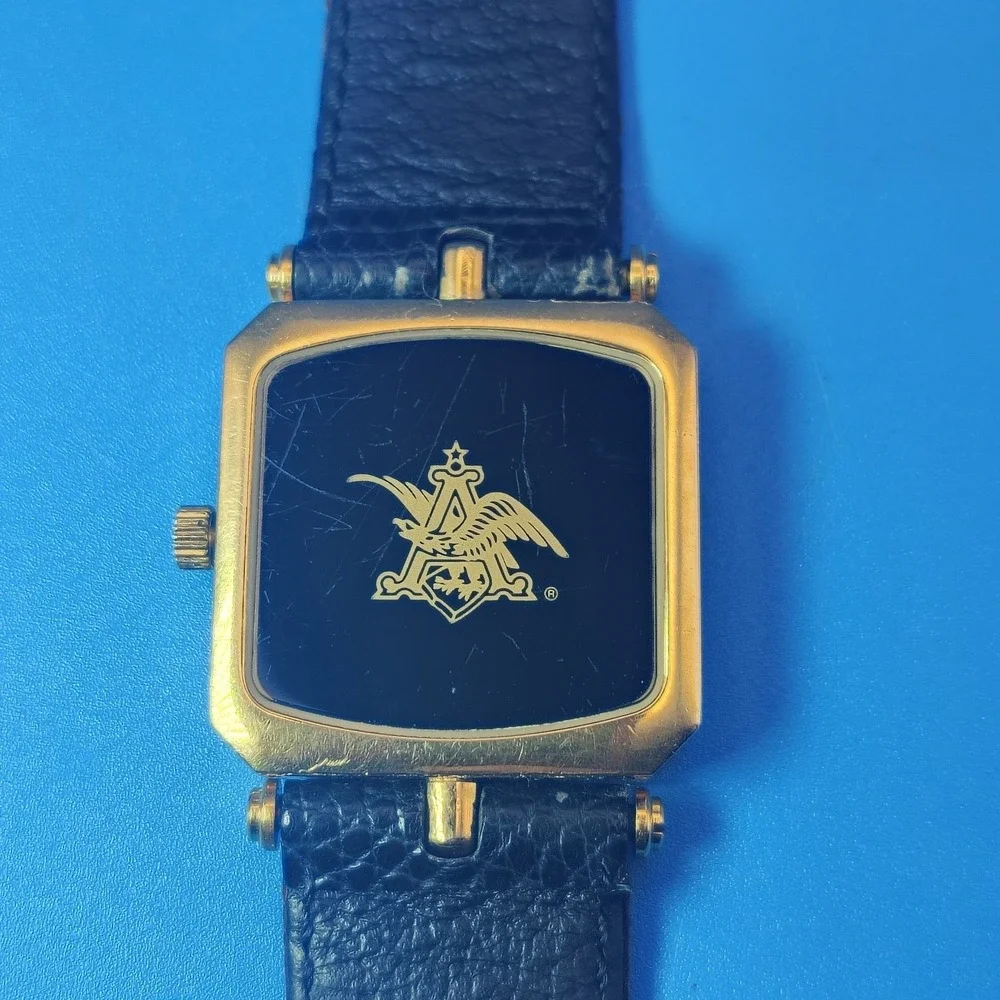 Rare Vintage‎ 1988 GUCCI Michelob Anheuser Busch Swiss Mens Watch Lizard Skin