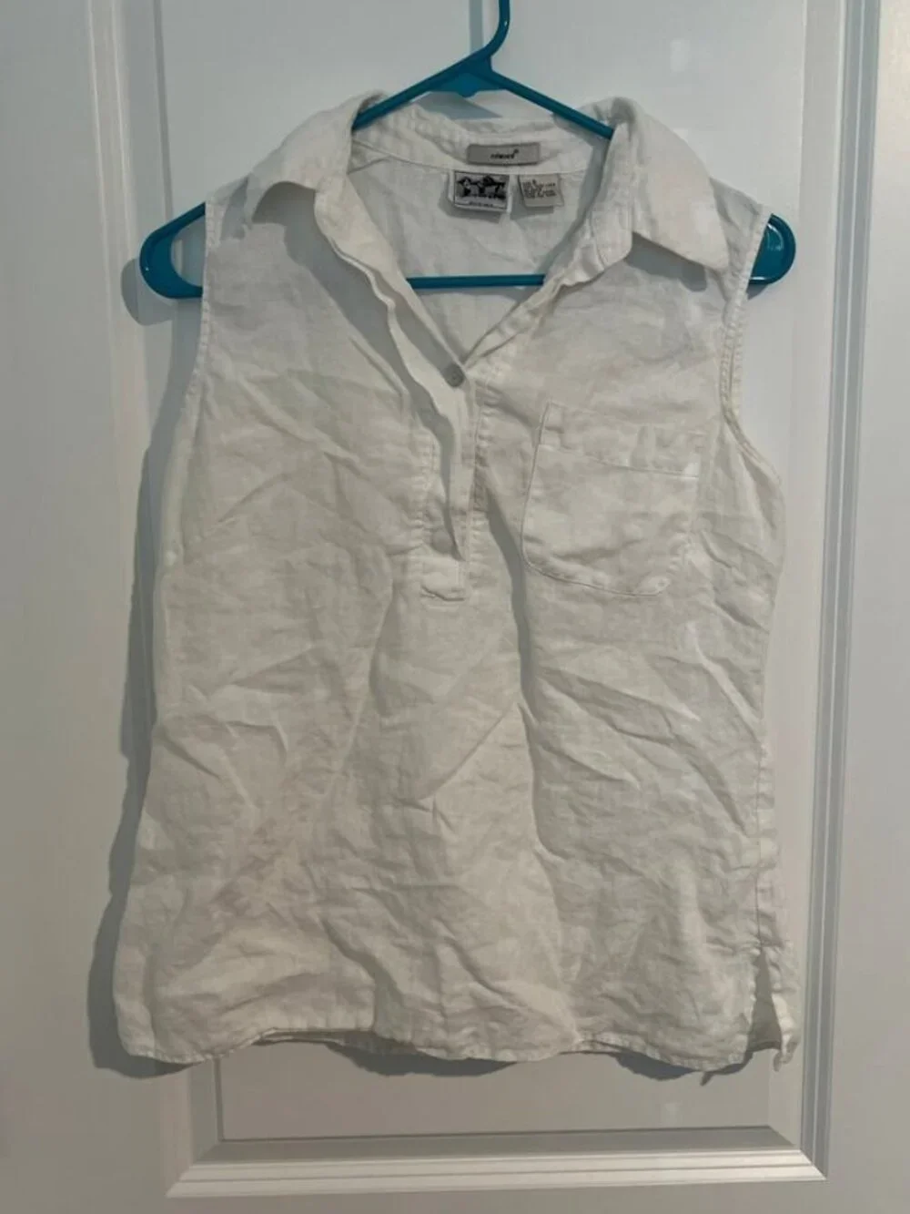 100% Irish Linen Tank Blouse – Size Small – White