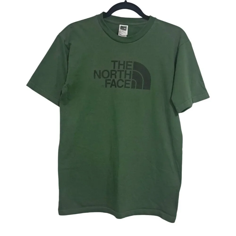 The North Face Green Logo T-Shirt Mens S 100% Cotton Crew Neck Short Sleeve‎