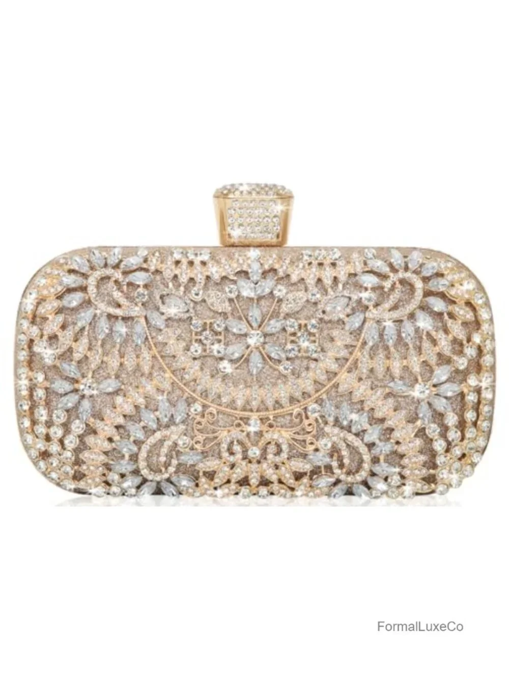Rhinestone Decorated Evening Bag with Chain - Tote Shoulder Crossbody Handbag