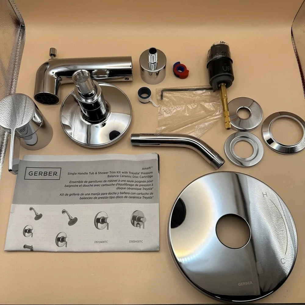 Gerber D511030TC Chrome Plumbing Amalfi Tub and Shower Trim‎ Kit w/ Treysta Cart