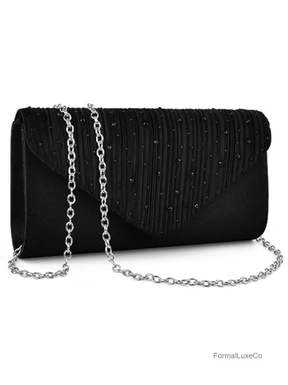 Satin Envelope Clutch with Rhinestones Crossbody Shoulder Bag Evening Wedding