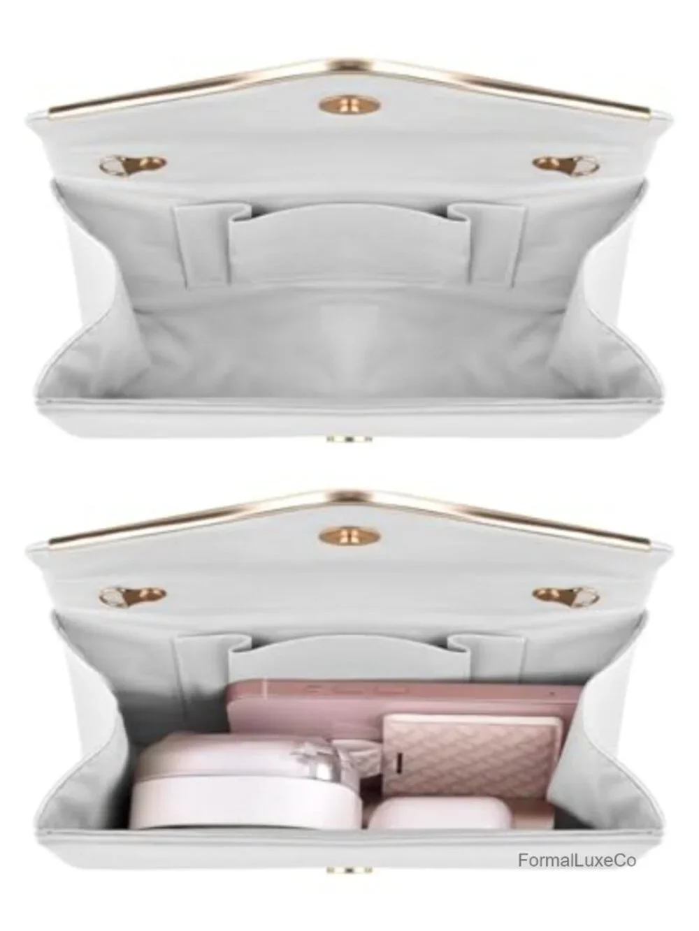 PU Leather Envelope Clutch Evening Bag with Removable Chain Shoulder Strap