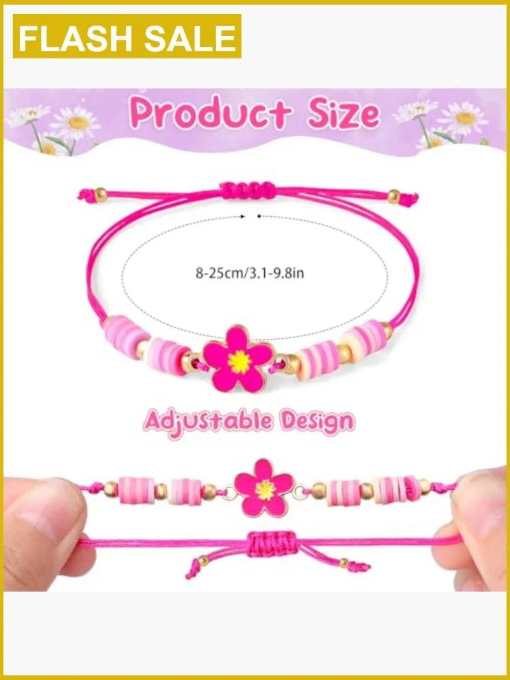 12 Flower Bracelets for Girls Toddler Jewelry Adjustable Party Favor Bulk