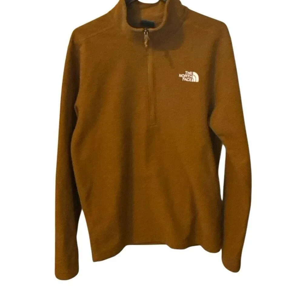 The North Face Men’s Quarter Zip Fleece Pullover – Brown/Burnt Orange – Size M