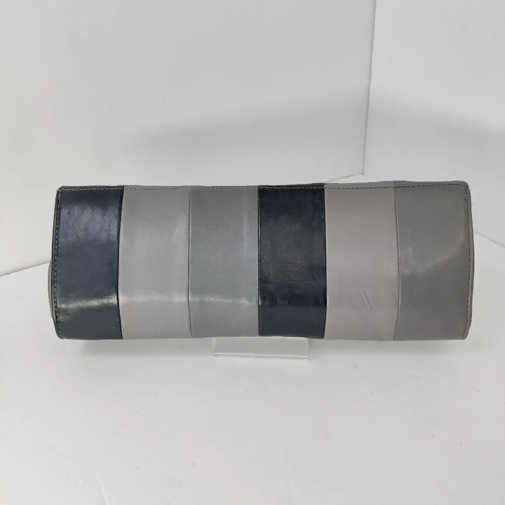 Bonita Clutch Bag Black and Gray Wide Stripe Color Block Wallet