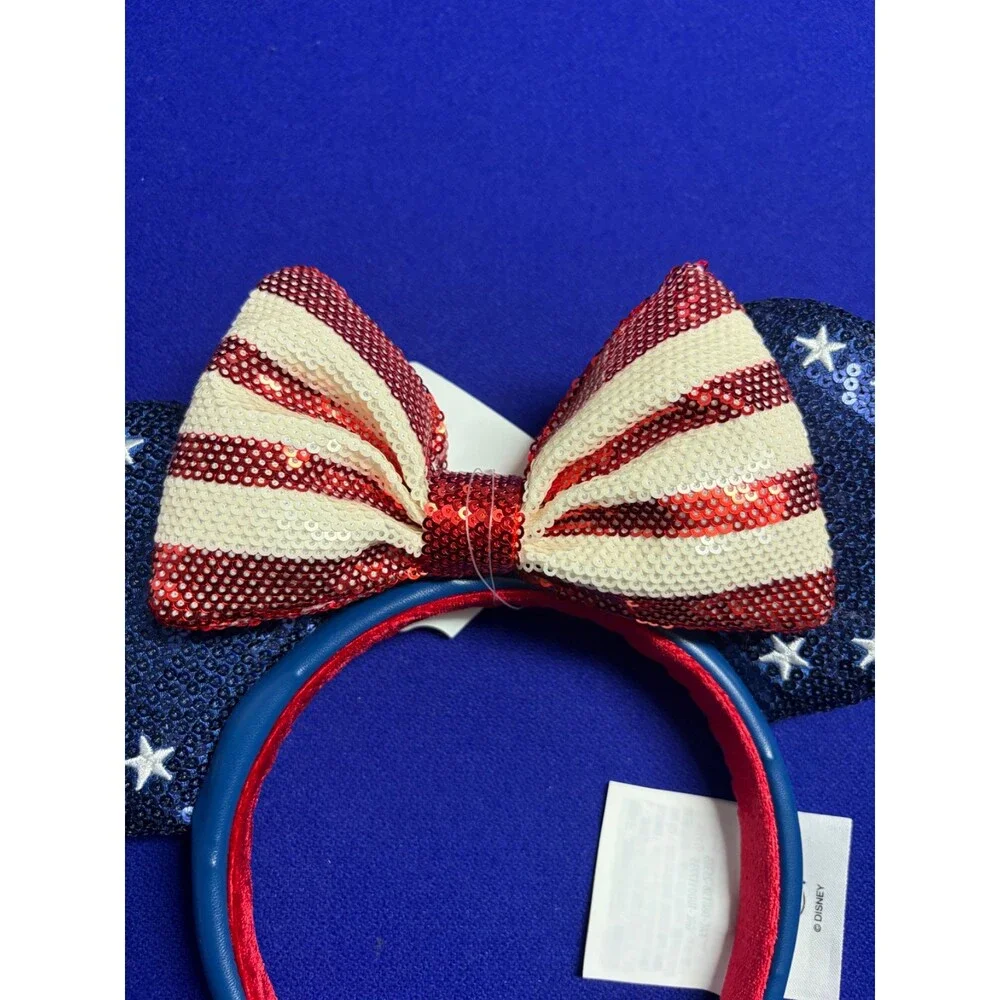 2026 Disney Parks Americana America Sequin Mickey Minnie Mouse Ear Headband New