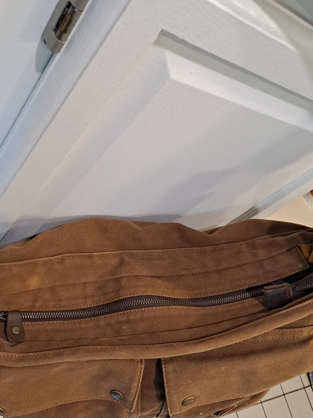 Waxed Canvas Messenger Bag for Men - Tan
