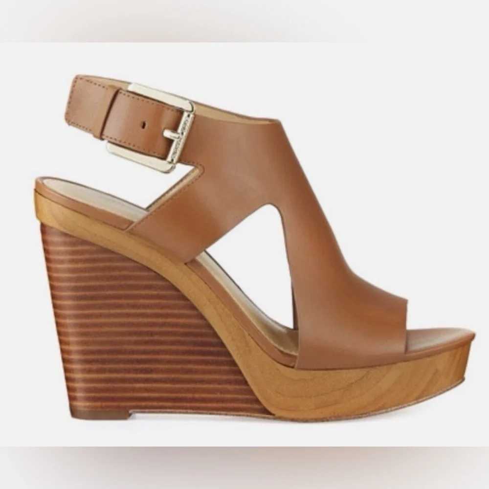 Michael Kors Josephine wedge leather platform sandals size 6.5