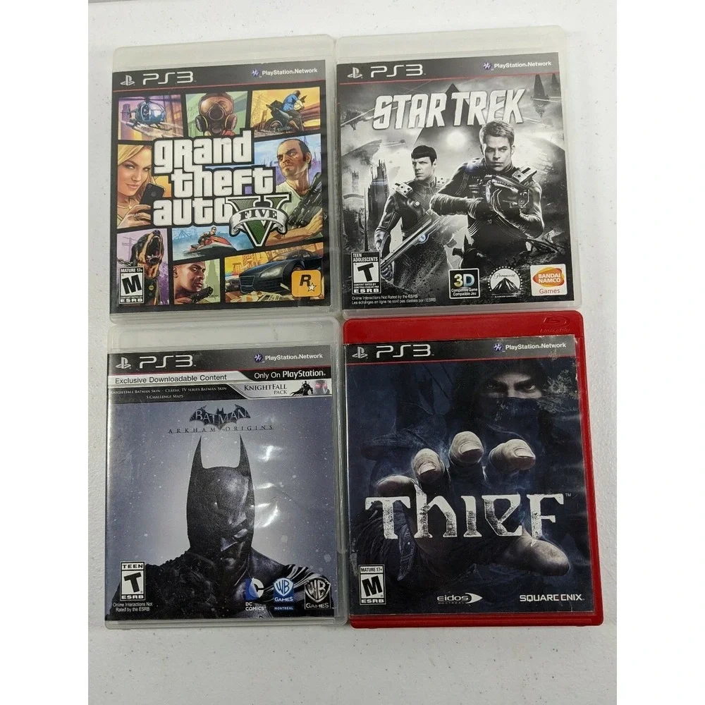 PS3‎ Lot of 4 Games - Star Trek - Grand Theft Auto V - Batman Arkham - Thief