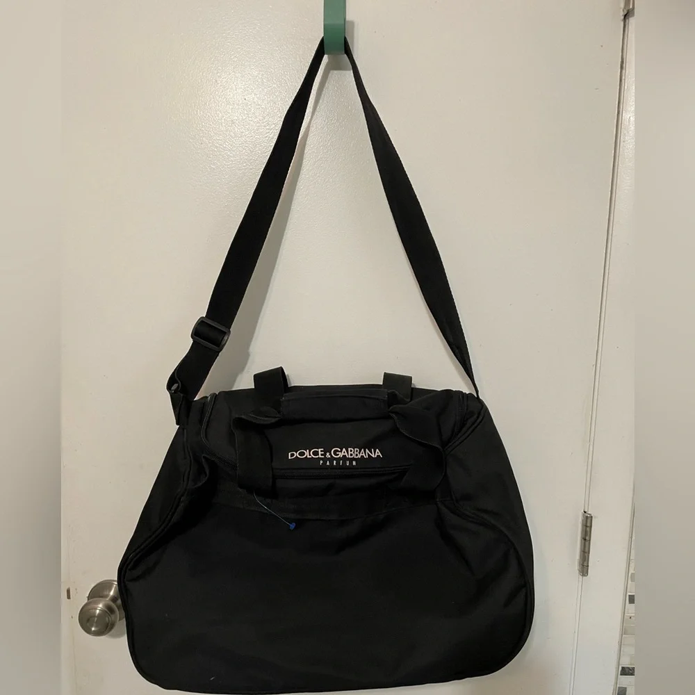 Authentic Dolce & Gabbana parfum Black Nylon Large  duffle Bag 19” x 9” x 11”