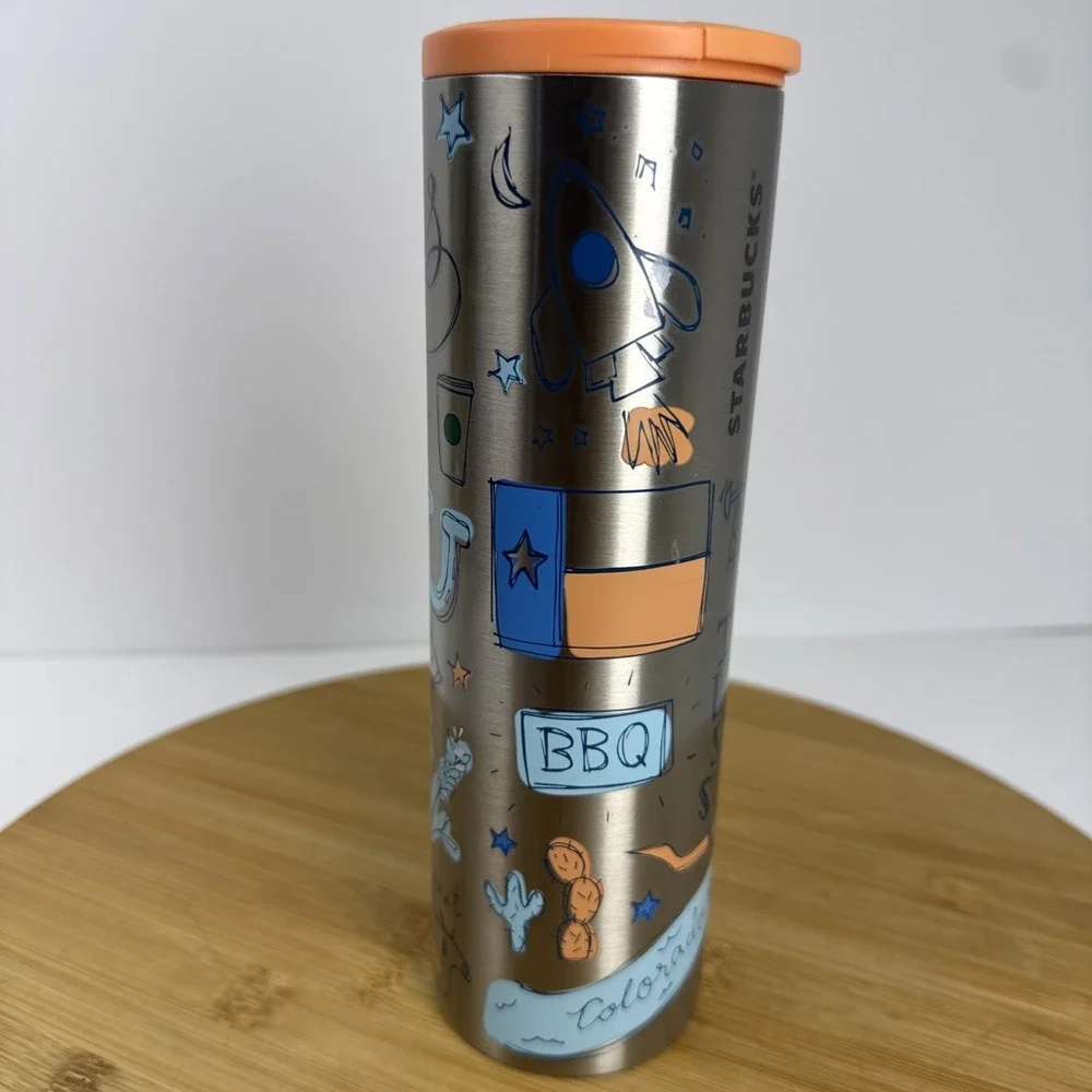 Starbucks‎ TEXAS Travel Tumbler Mug Stainless Steel 16oz Been There 2021 Orange