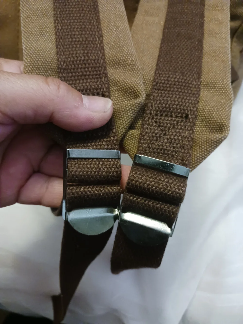 Greg Norman Collection Brown Canvas Backpack with Leather Trim