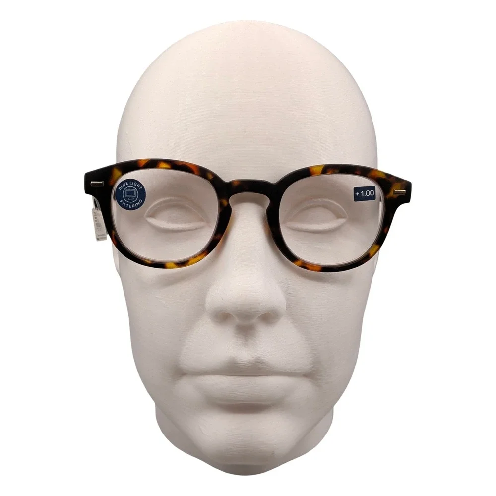 Peepers Headliner Blue Light Tortoise‎ Reading Glasses +1.00  Round Mens Womens