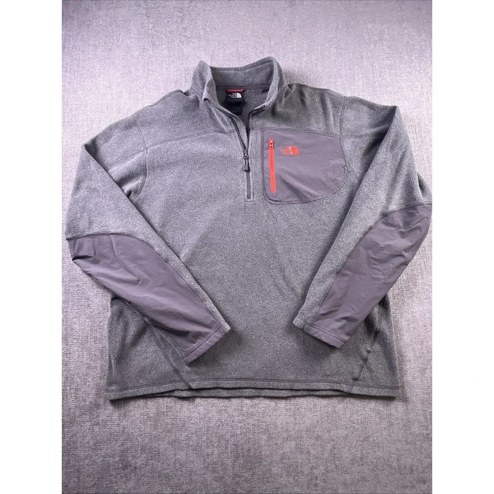 The North Face Fleece 1/4 Zip Men's L Gray Lightweight Chest Pocket‎ Hiking Logo