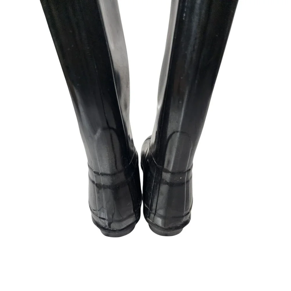 Hunter Sz 7 Mens 8 Womens Unisex Black Rubber Rain‎ Boots W23616