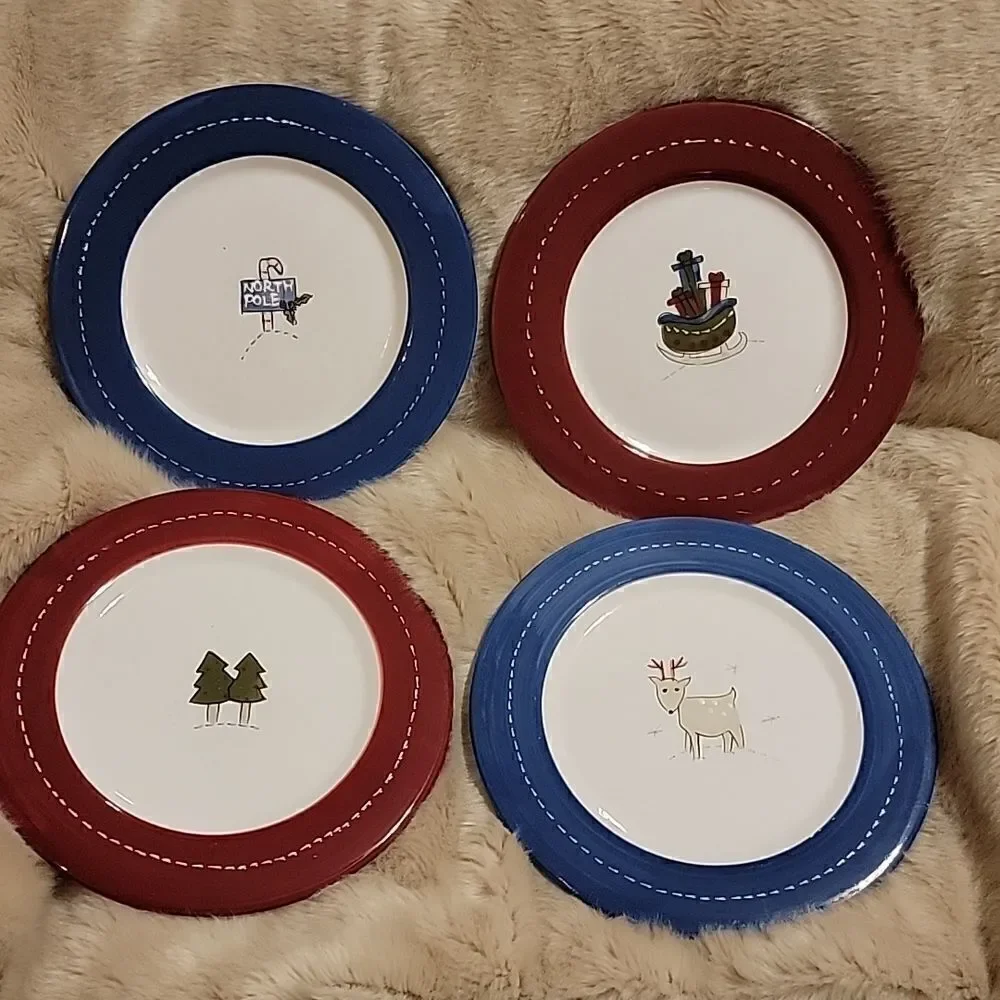 SET OF 4 WINTER APPETIZER PLATES