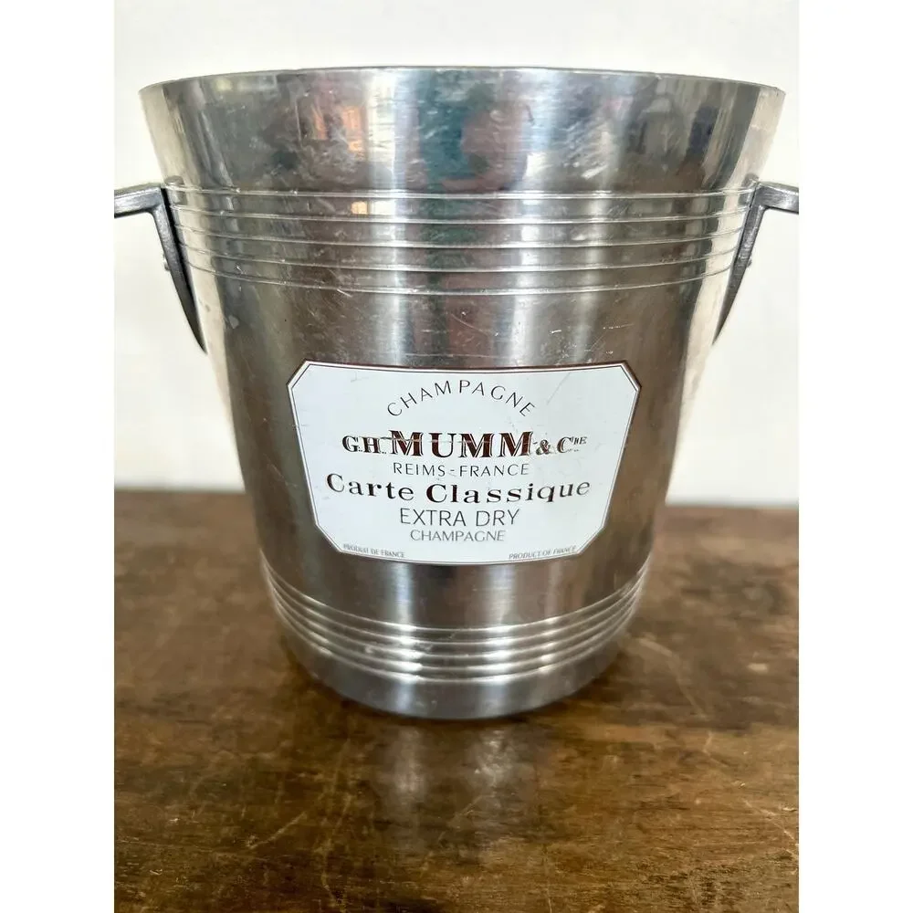 Vintage French Champagne Ice Bucket – G.H. Mumm & Cie Aluminum “Carte Classique”