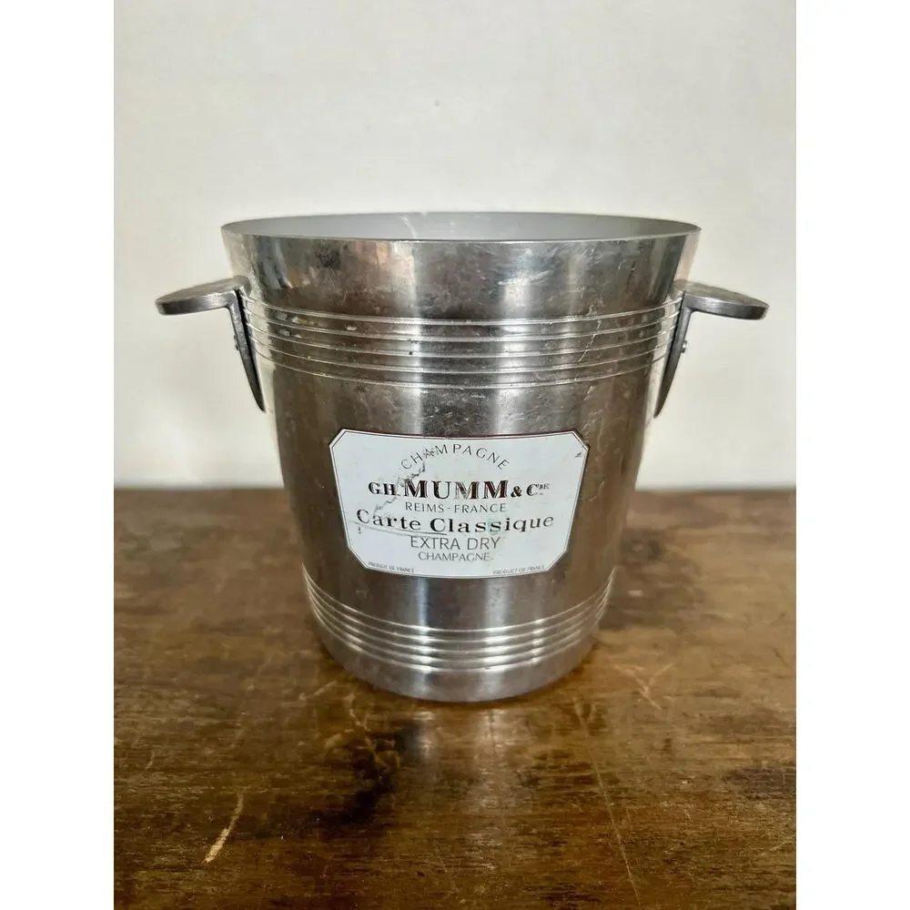 Vintage French Champagne Ice Bucket – G.H. Mumm & Cie Aluminum “Carte Classique”