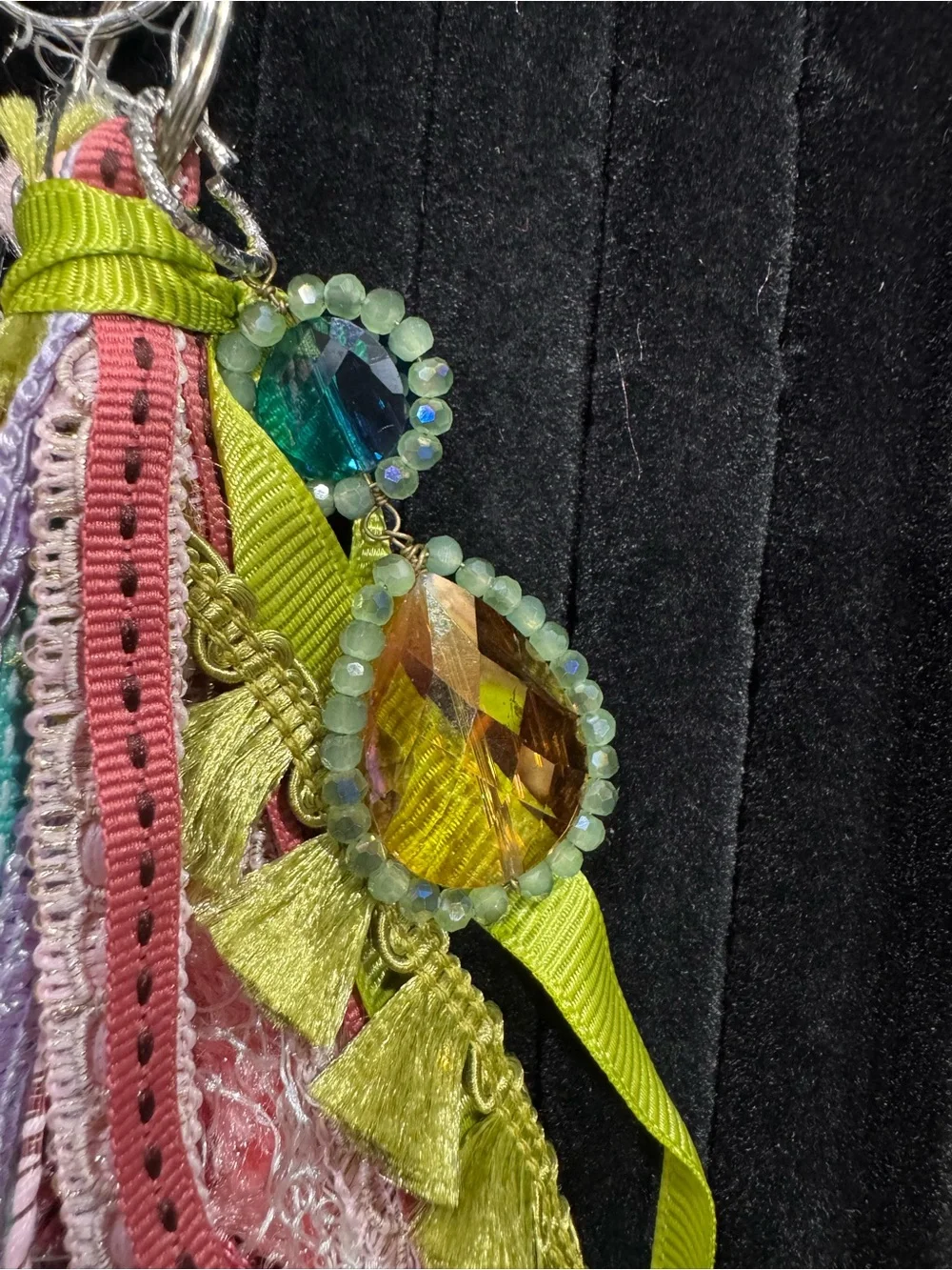 Colorful Tassel Keychain Charm in Lime Green & Pastels
