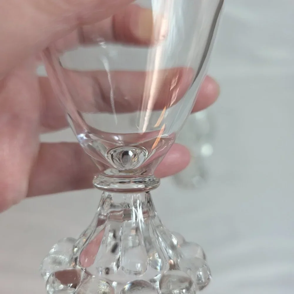 FOUR Anchor Hocking Berwick Boopie Clear Juice/Wine Glasses Ball Design on Base