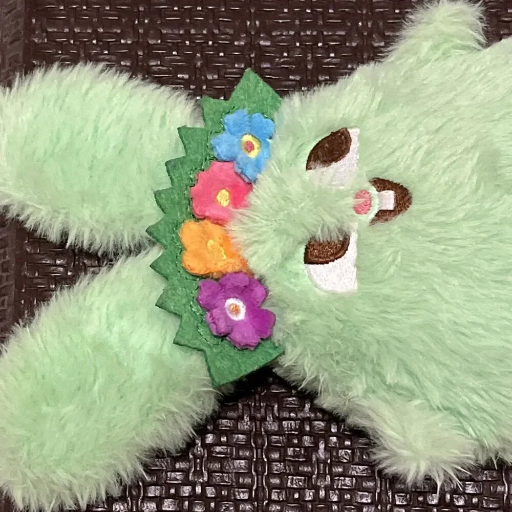 Bunny Rabbit Dog Puppy Toy Plush Green Crinkles Squeaks S/M Easter Colorful GUC