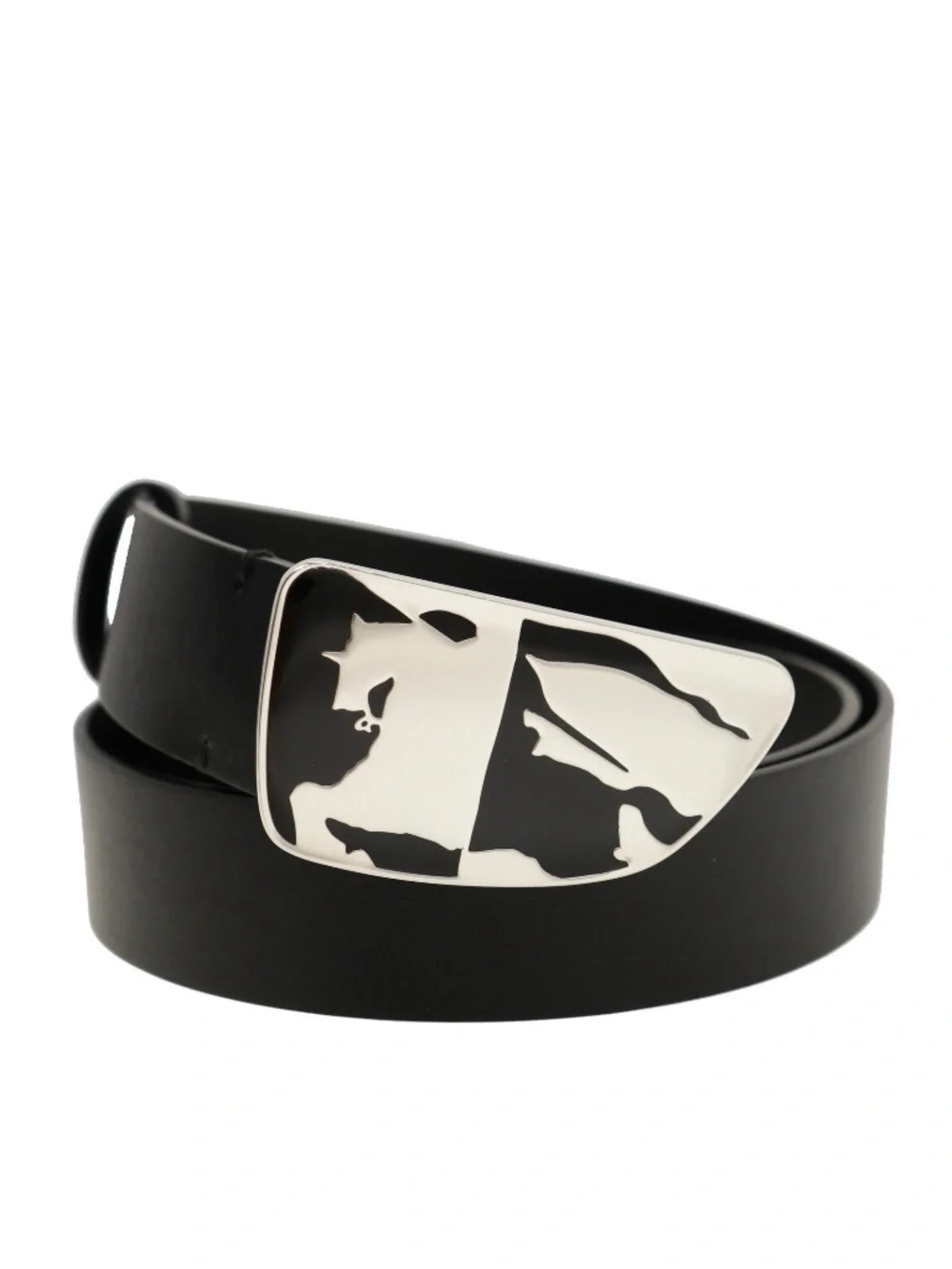 Burberry Shield Split EKD Plaque Belt Black Leather Size 110 / 44 New