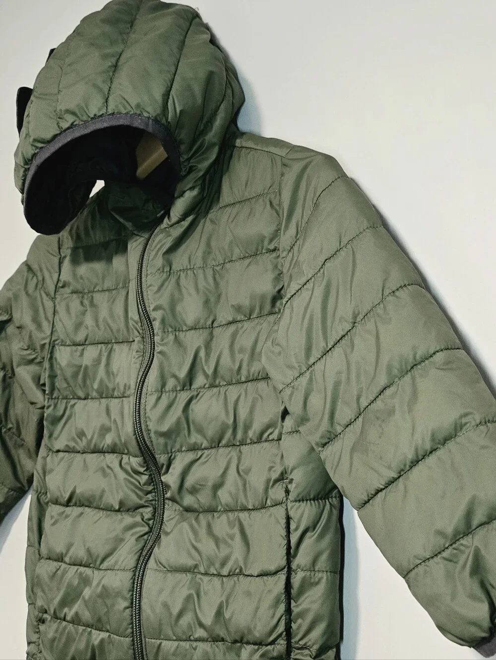 Gap Kids Olive Green Hooded Primaloft green dinosaur Puffer Jacket 5.