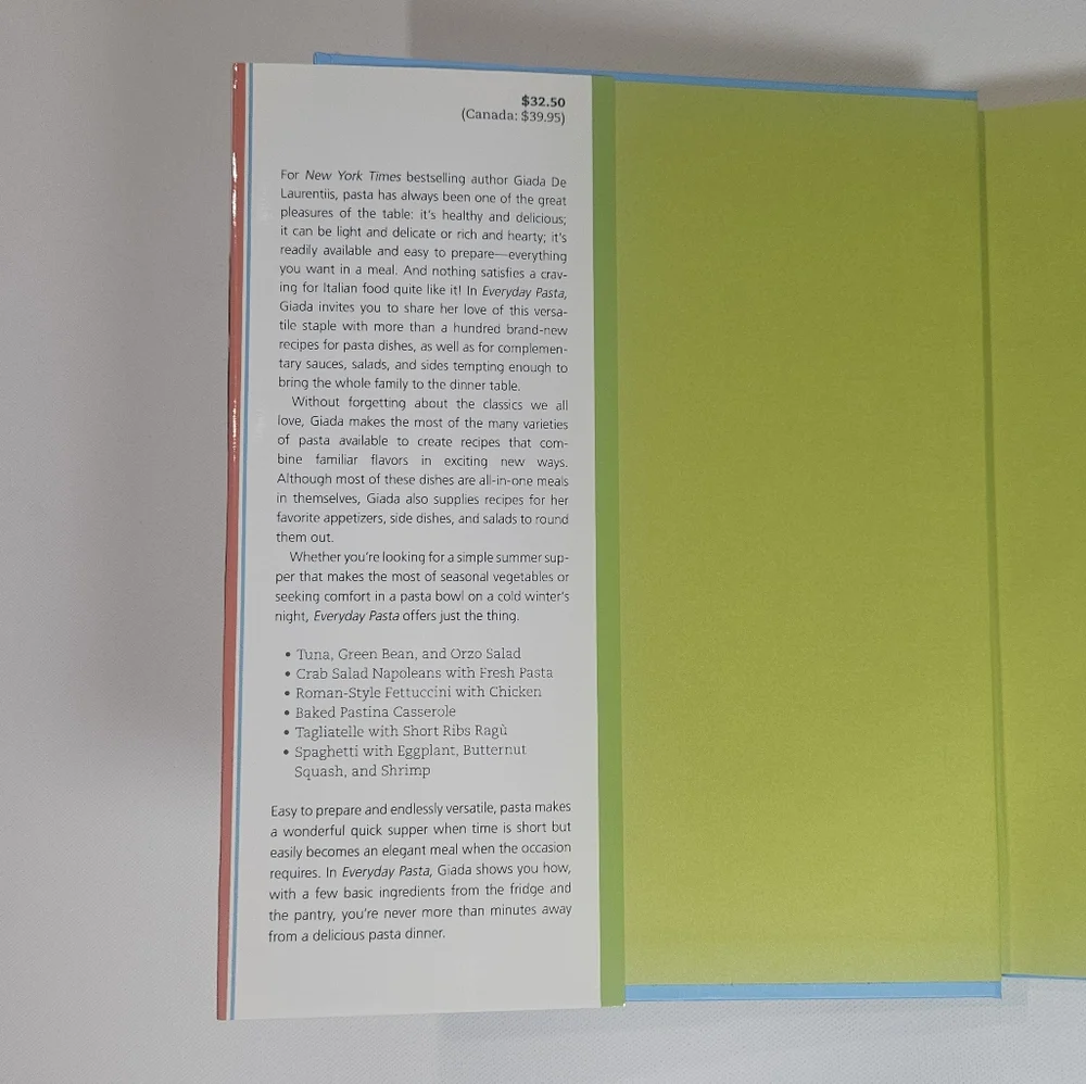 Giada‎ De Laurentiis Everyday Pasta Food Network Kitchen Recipe Book Hardcover