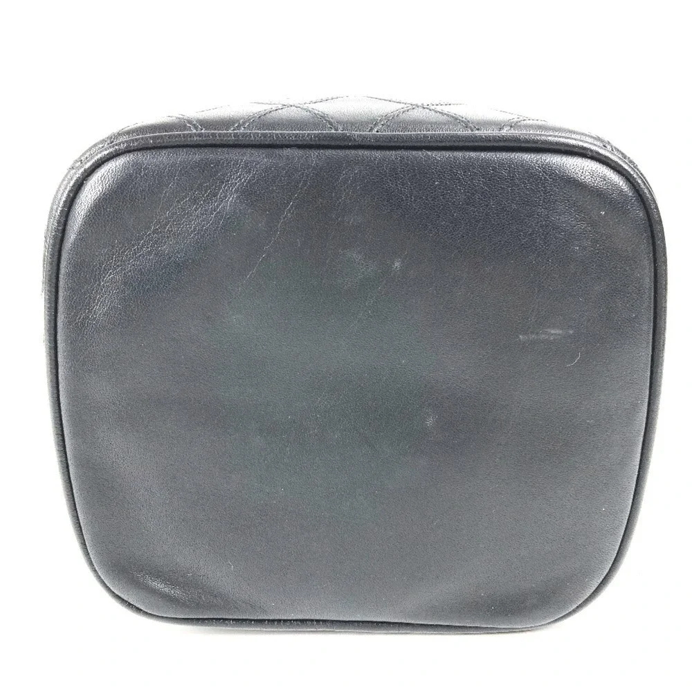 CHANEL Black Leather Logo Pouch