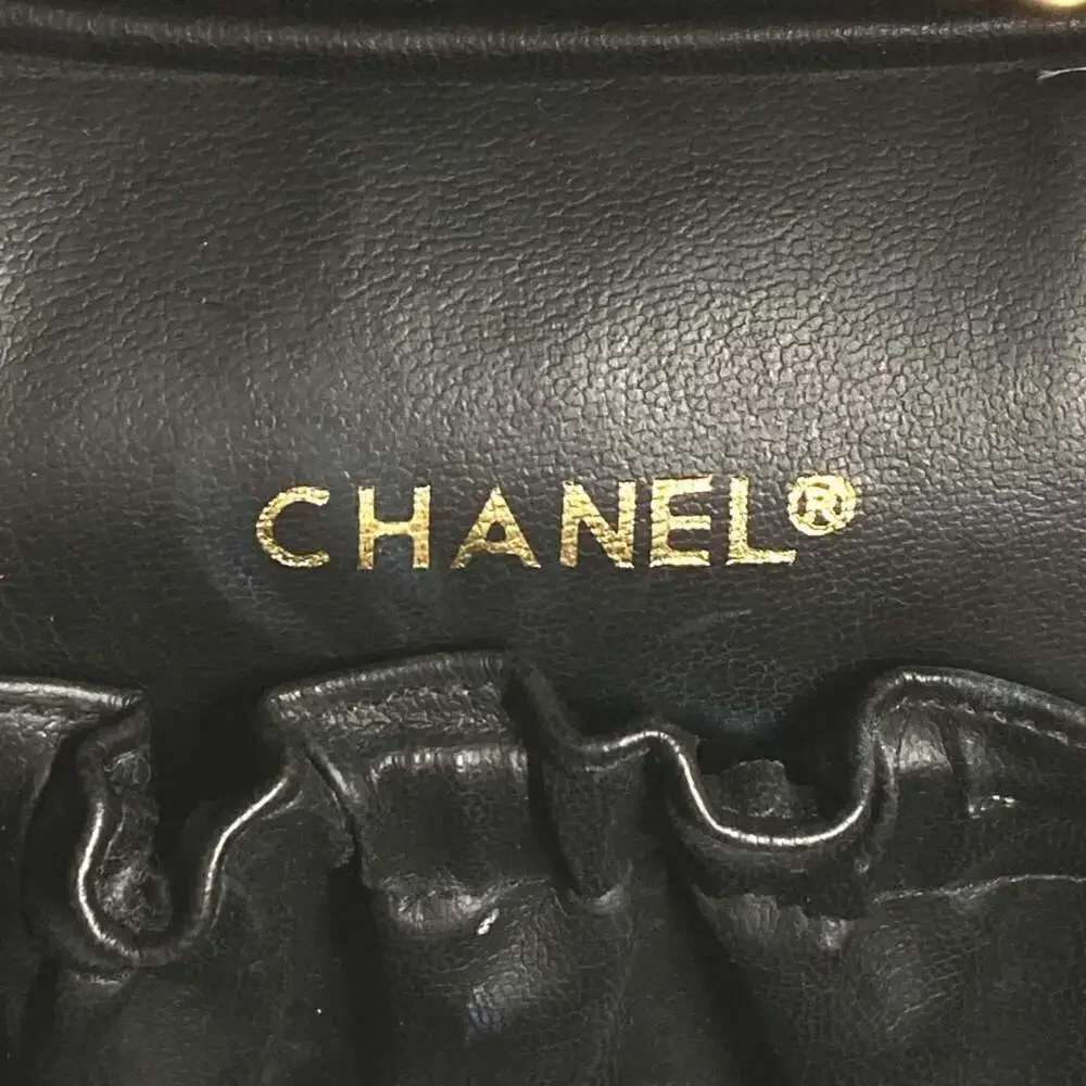 CHANEL Black Leather Logo Pouch