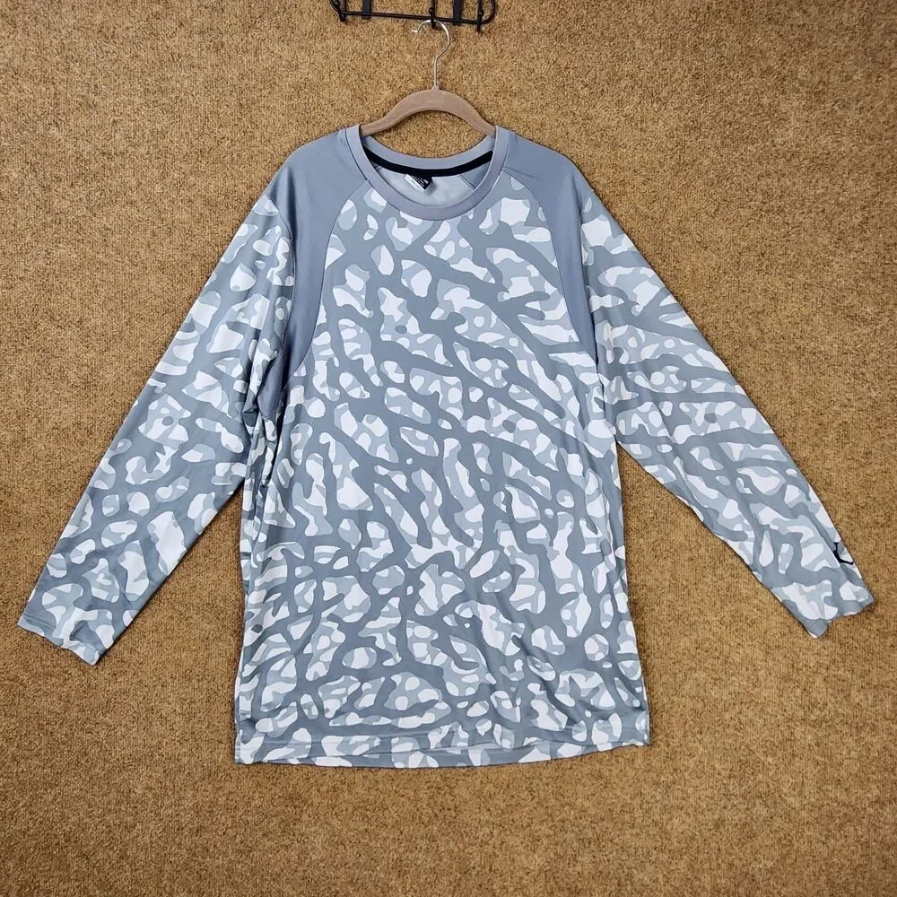 Air Jordan Jumpman Camo Gray Long Sleeve T-Shirt XXL Dri-Fit Crewneck Wicking