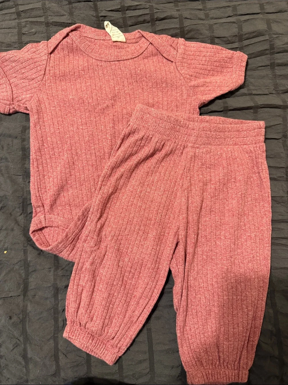 kate quinn Pink Ribbed Two-Piece Baby Matching Set