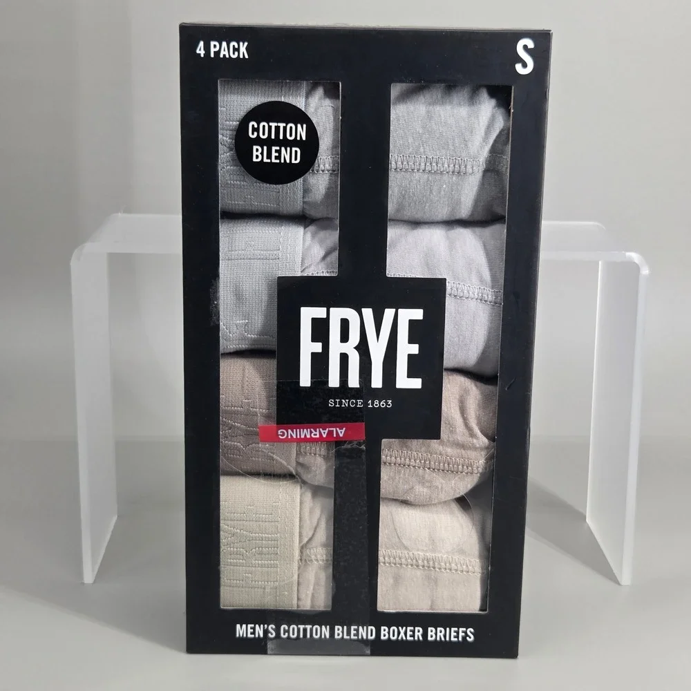 Frye Boxer Briefs Mens Small 4 Pack Cotton Blend‎ Taupe Grey Neutral Essentials