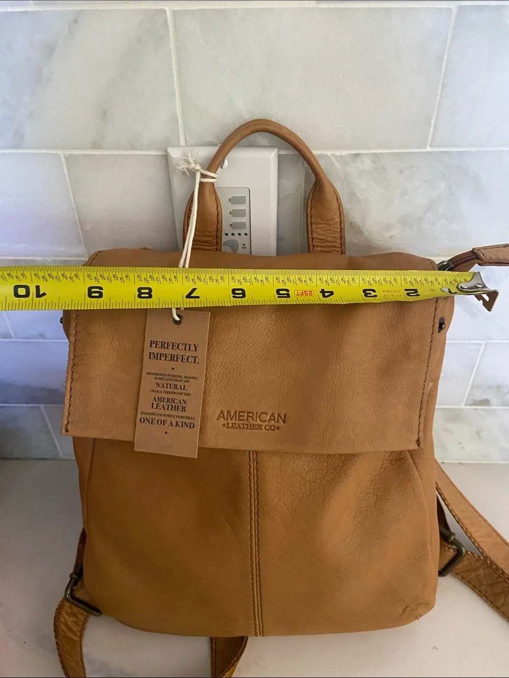 Tan Leather Daypack Backpack