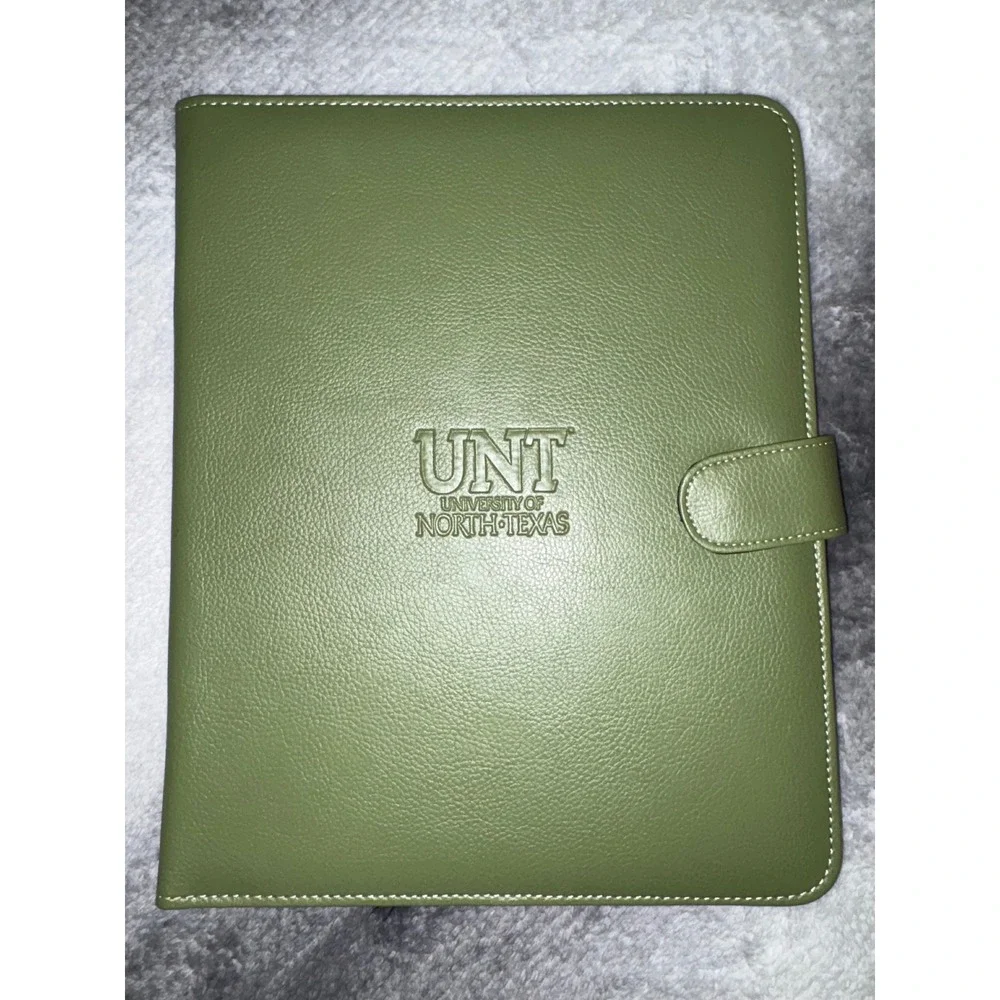 (A2) UNT University of North Texas Green Faux Leather Portfolio Organizer Pad
