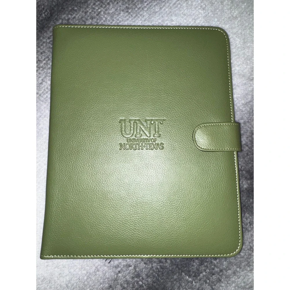 (A2) UNT University of North Texas Green Faux Leather Portfolio Organizer Pad