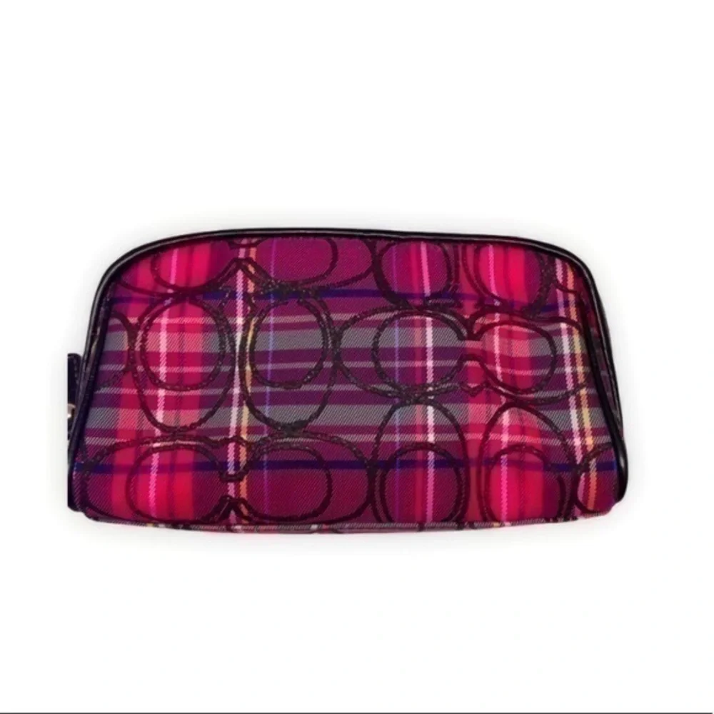 COACH pink tarlatant cosmetic makeup toiletry case