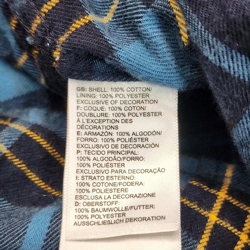 The North Face Men's Plaid Cotton Flannel Button Up Outdoor Hiking Shirt Size M