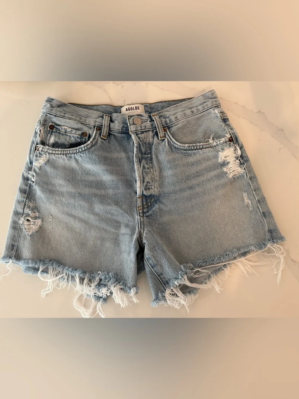 Agolde Parker Long Denim Shorts