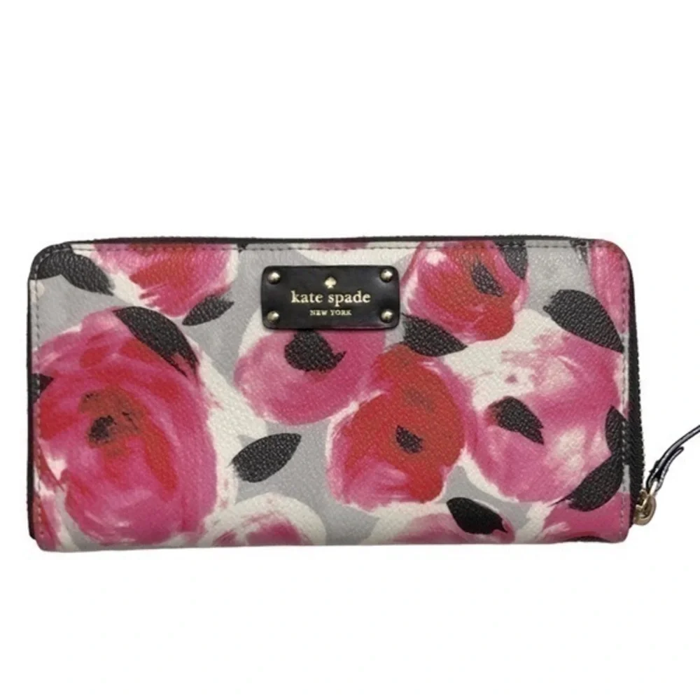 Kate spade floral zipper clutch wallet