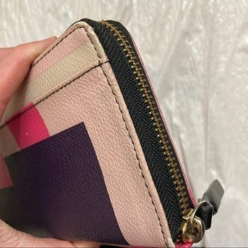 Kate spade multicolor pink colorblock clutch zipper wallet